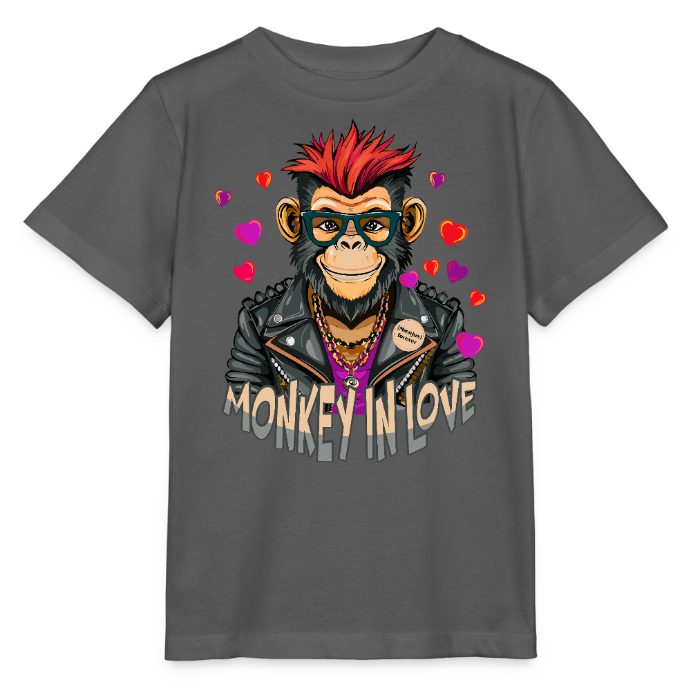 MNJS KIDS T-Shirt mit MONKEY IN LOVE PRINT - Anthrazit