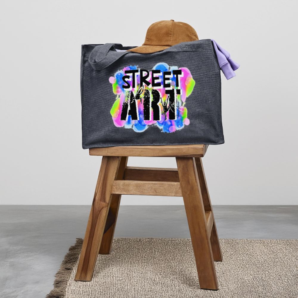 Recycelter Shopping Bag mit STREET ART PRINT - midnight Blue