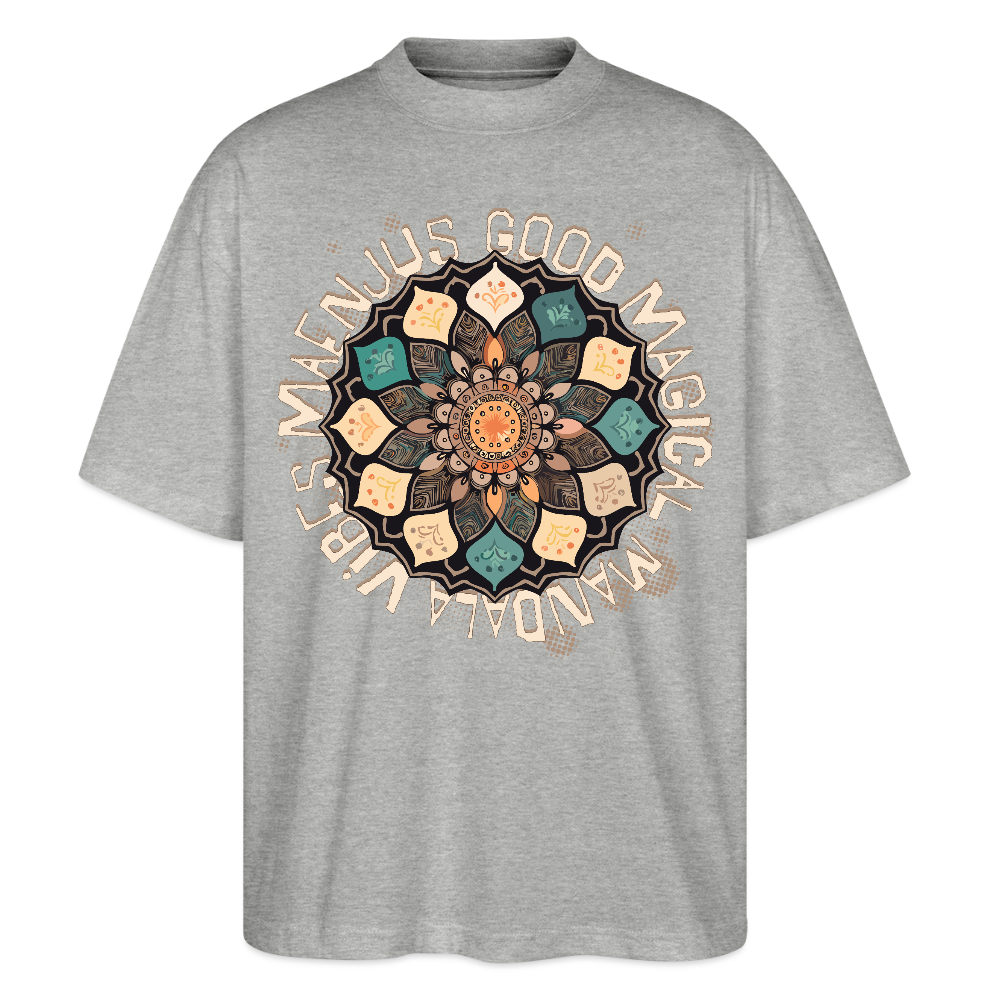 Oversized Unisex Bio T-Shirt mit MANDALA VIBES PRINT - Grau meliert