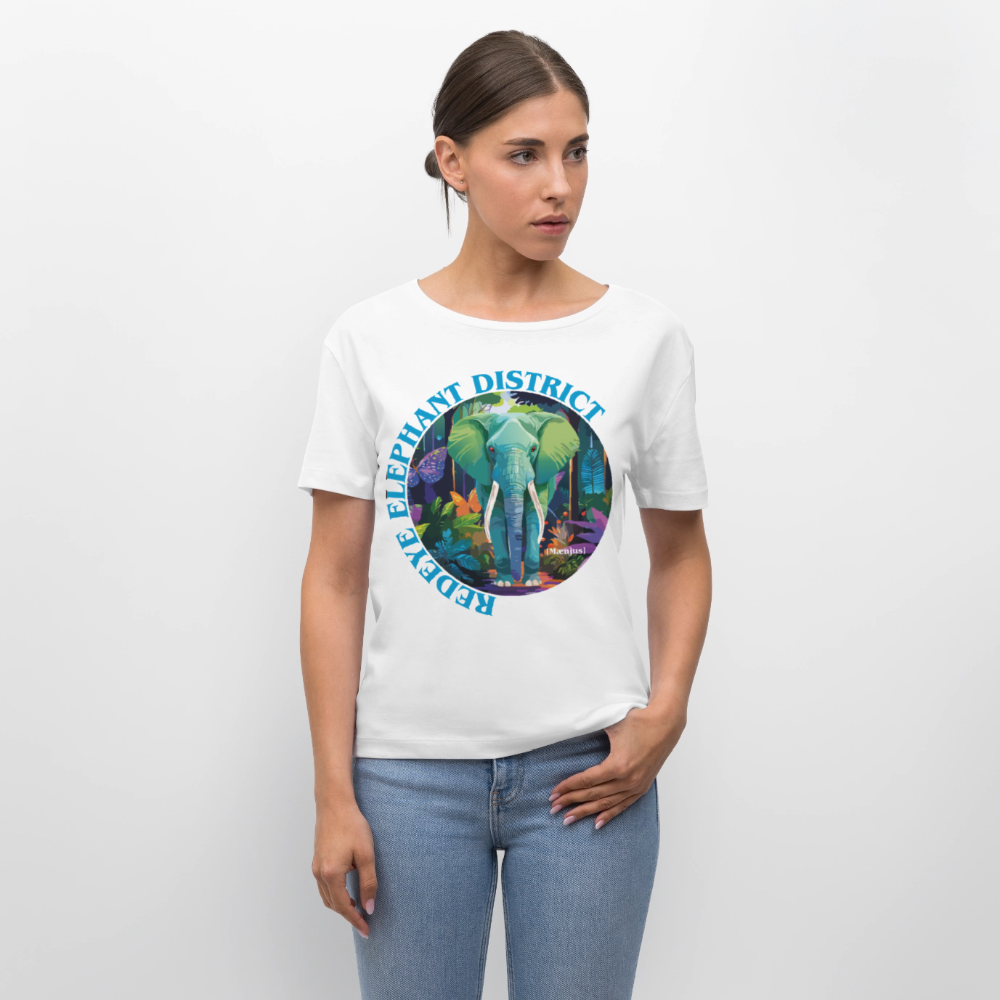 Frauen T-Shirt mit REDEYE ELEPHANT DISTRICT PRINT Vorderseite - Weiß