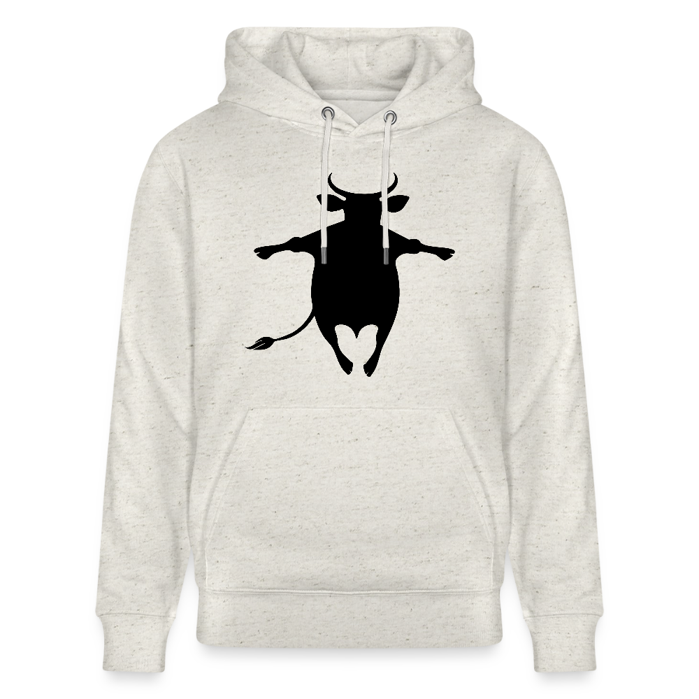 Unisex Hoodie mit HAPPY COW PRINT - Beige meliert
