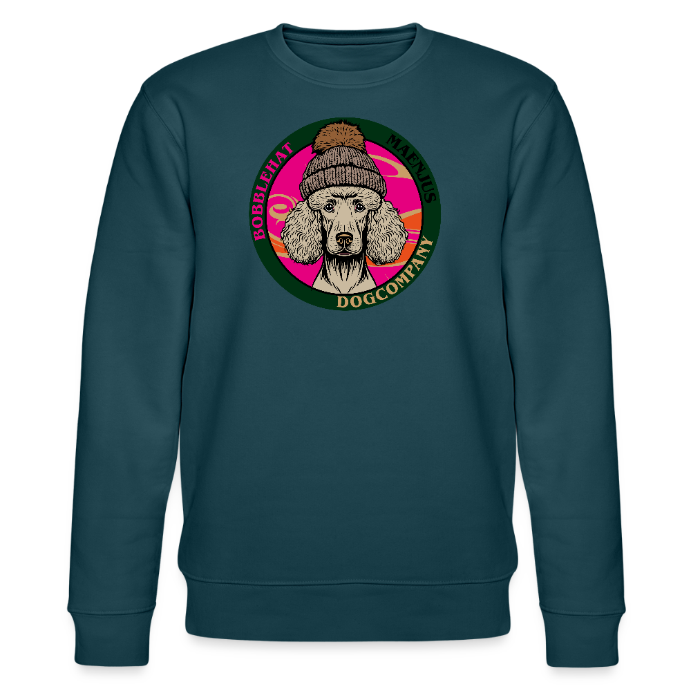 Unisex Bio-Sweatshirt mit BOBBLEHAT DOGCOMPANY PRINT - Dunkles Petrol
