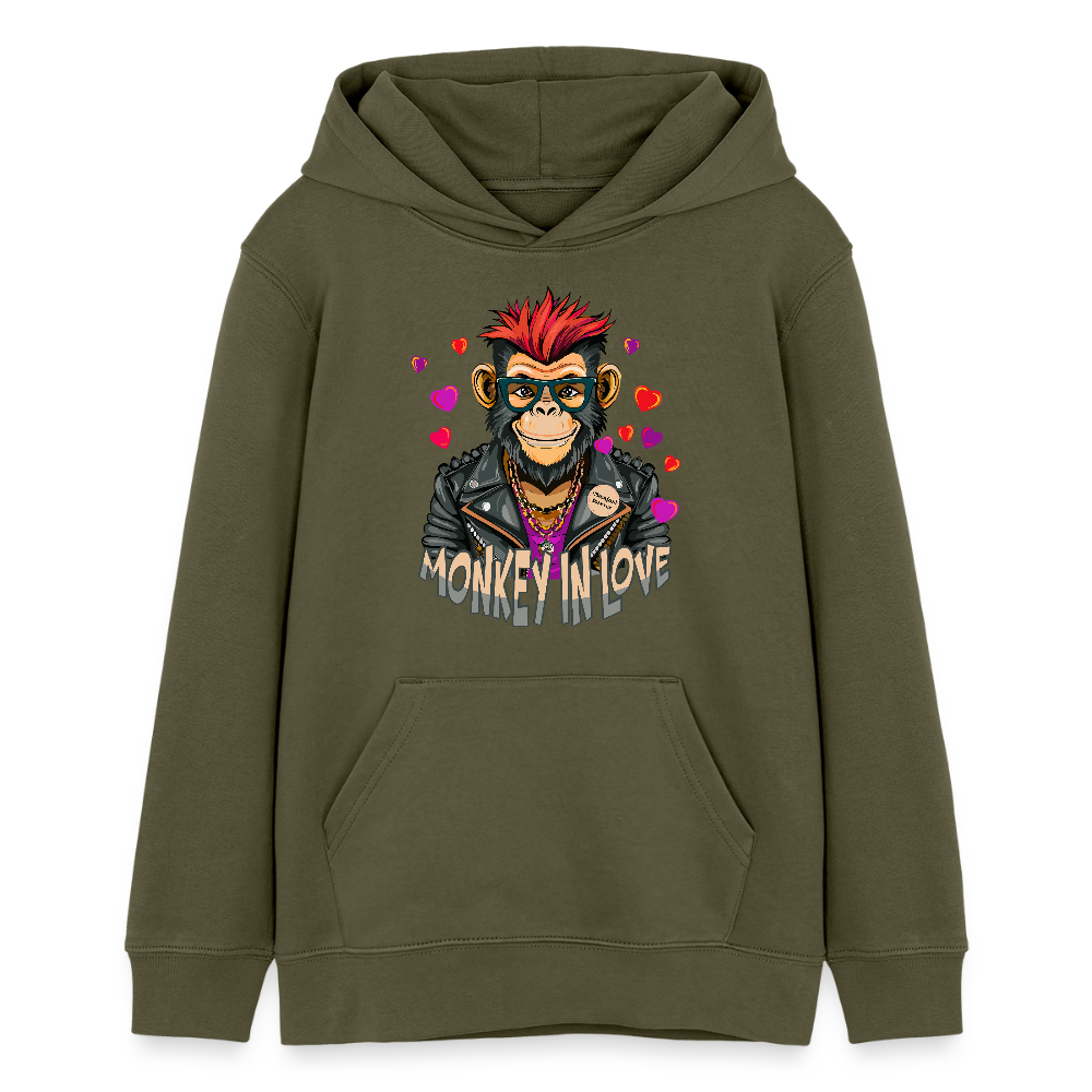 MNJS TEENS Bio-Hoodie mit MONKEY IN LOVE PRINT - Khaki