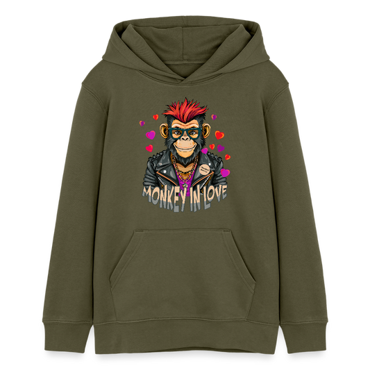 MNJS TEENS Bio-Hoodie mit MONKEY IN LOVE PRINT - Khaki