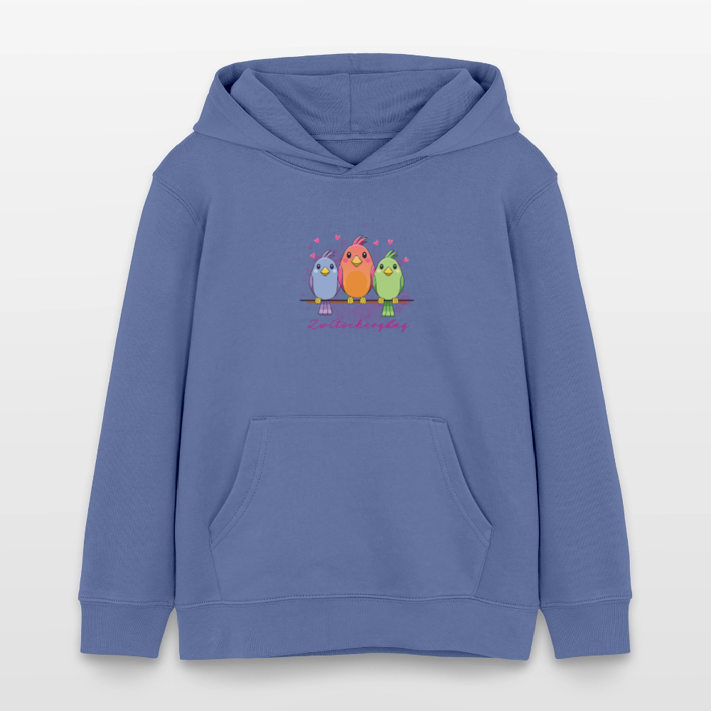 MNJS KIDS Bio-Hoodie mit ZWITSCHERGÄNG PRINT - Blau