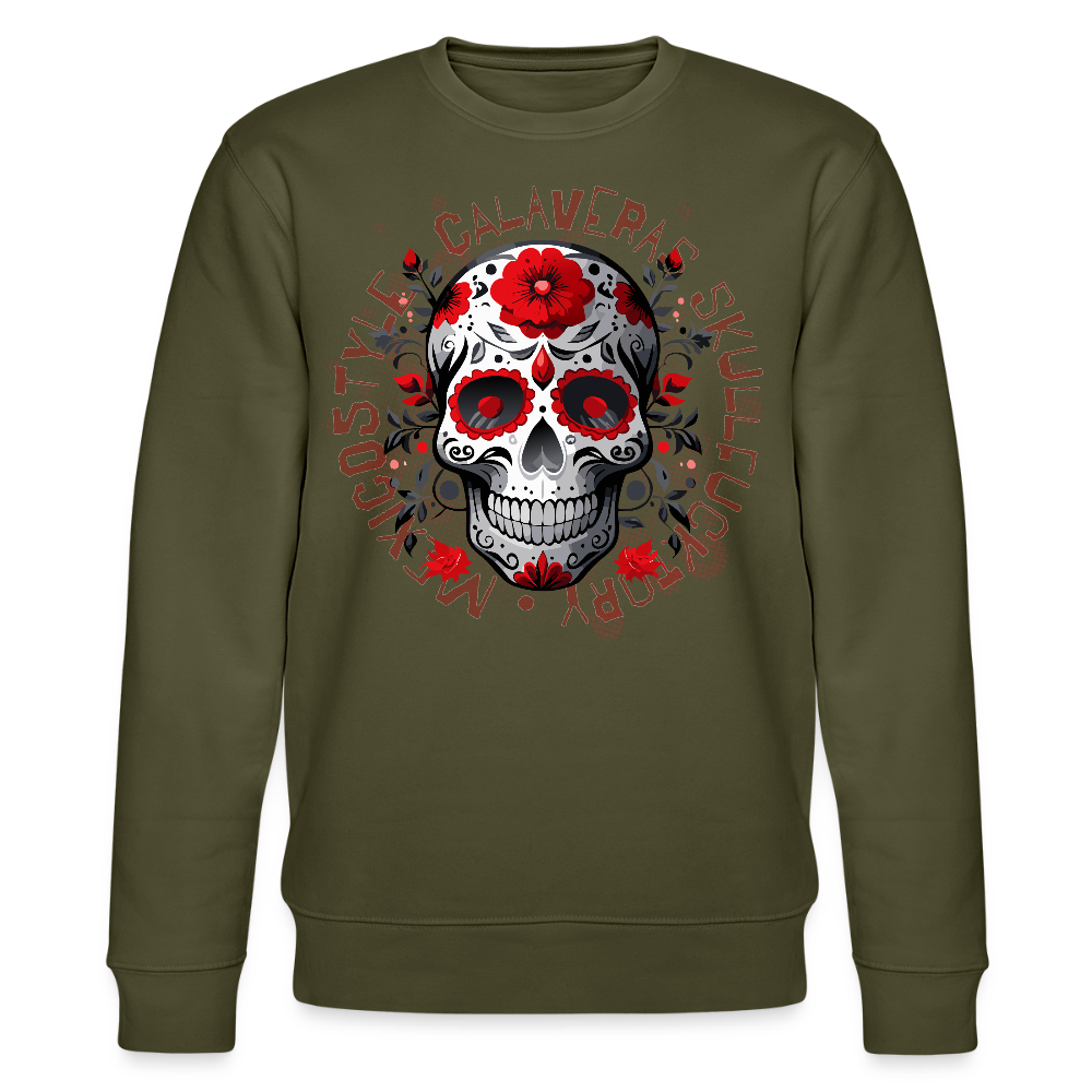 Unisex Bio-Sweatshirt mit CALAVERAS SKULL PRINT - Khaki