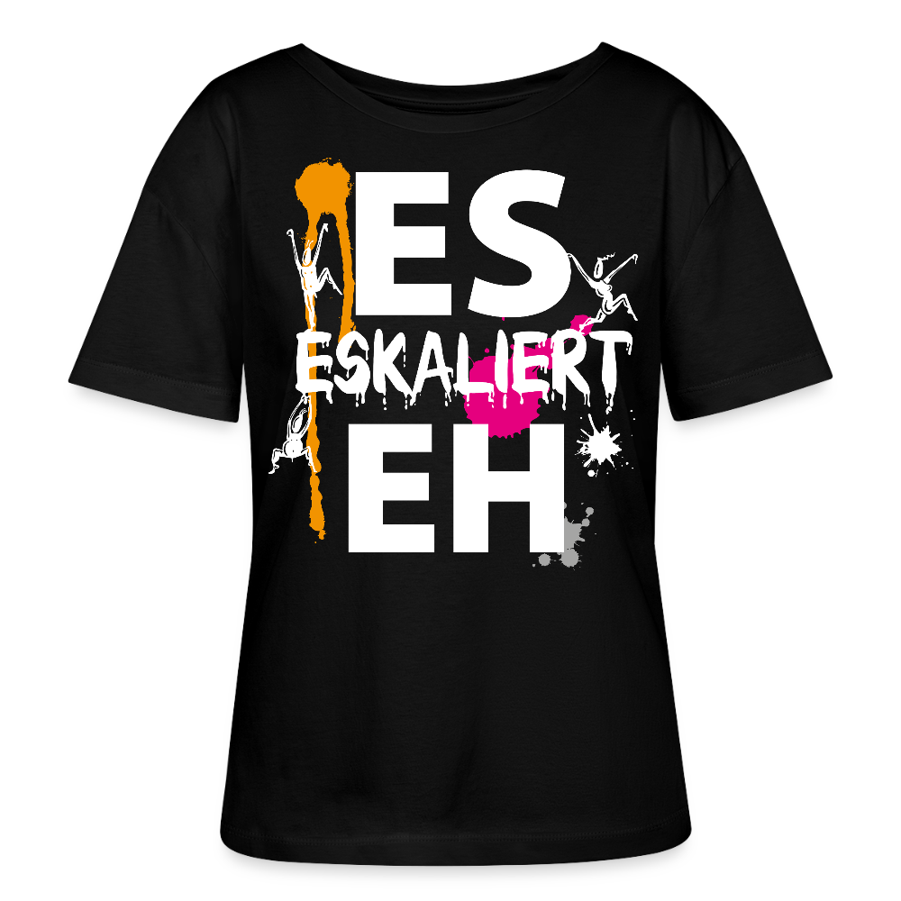 Frauen T-Shirt mit ES ESKALIERT EH PRINT - Schwarz