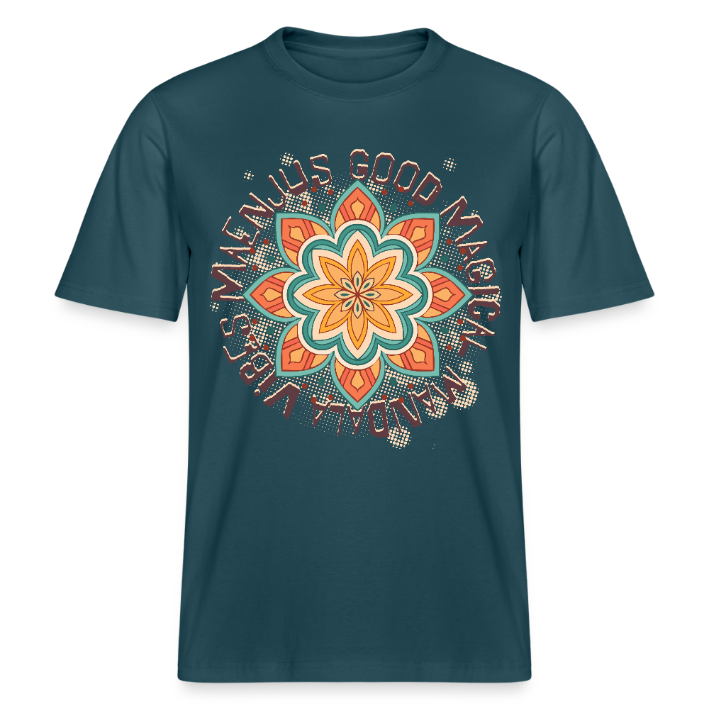Unisex Bio-T-Shirt mit MANDALA VIBES PRINT - Dunkles Petrol