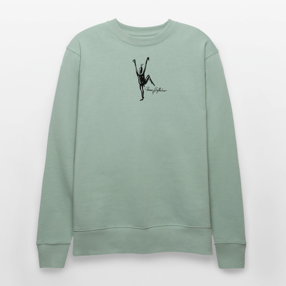 Unisex Bio-Sweatshirt mit TUSCHEMÄNNCHEN PRINT - Helles Graugrün