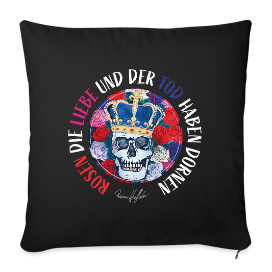 Sofakissenbezug 44 x 44 cm mit ROSEN DIE LIEBE UND DER TOD HABEN DORNEN PRINT - Schwarz