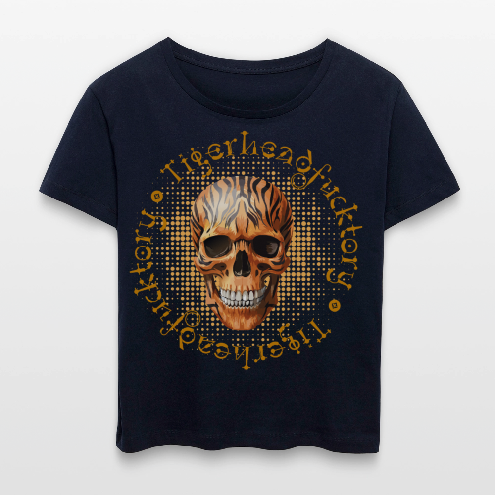 Frauen T-Shirt mit TIGERHEAD SKULL PRINT - Navy