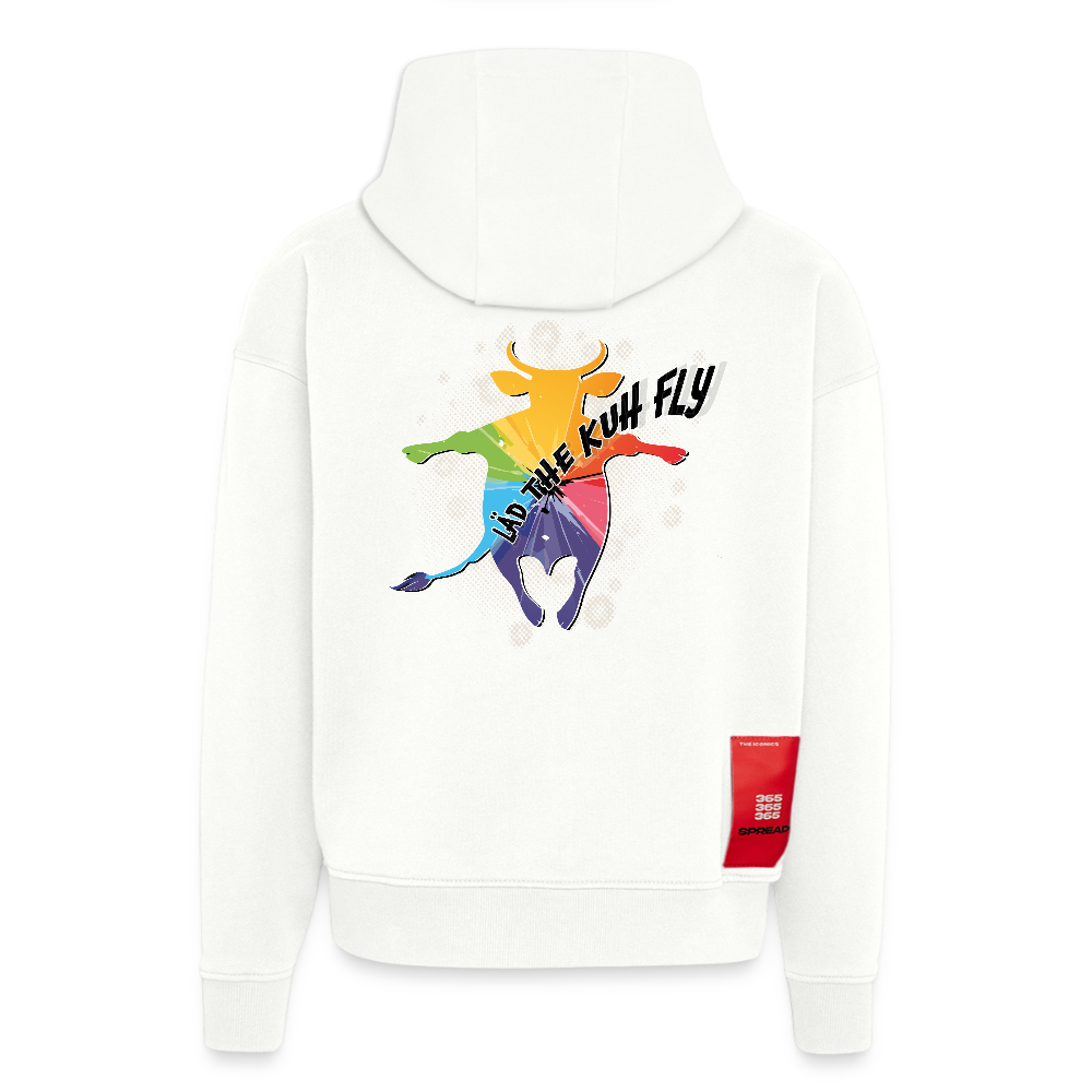 Heavyweight Oversized Organic Hoodie mit LÄD THE KUH FLY PRINT - OFF WHITE