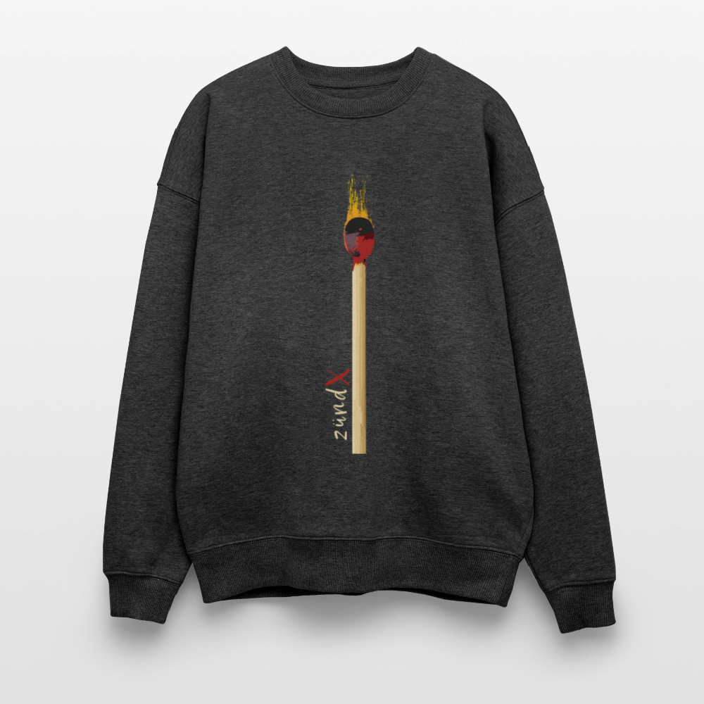 Unisex Oversize Pullover mit zündX PRINT - Dunkelgrau meliert