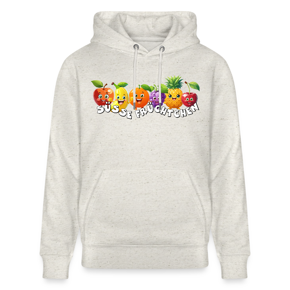 Unisex Hoodie mit SÜSSE FRÜCHTCHEN PRINT - Beige meliert