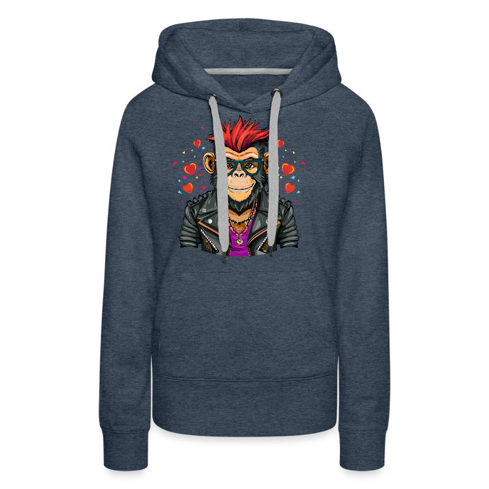 Frauen Premium Hoodie mit MONKEY IN LOVE PRINT - Jeansblau