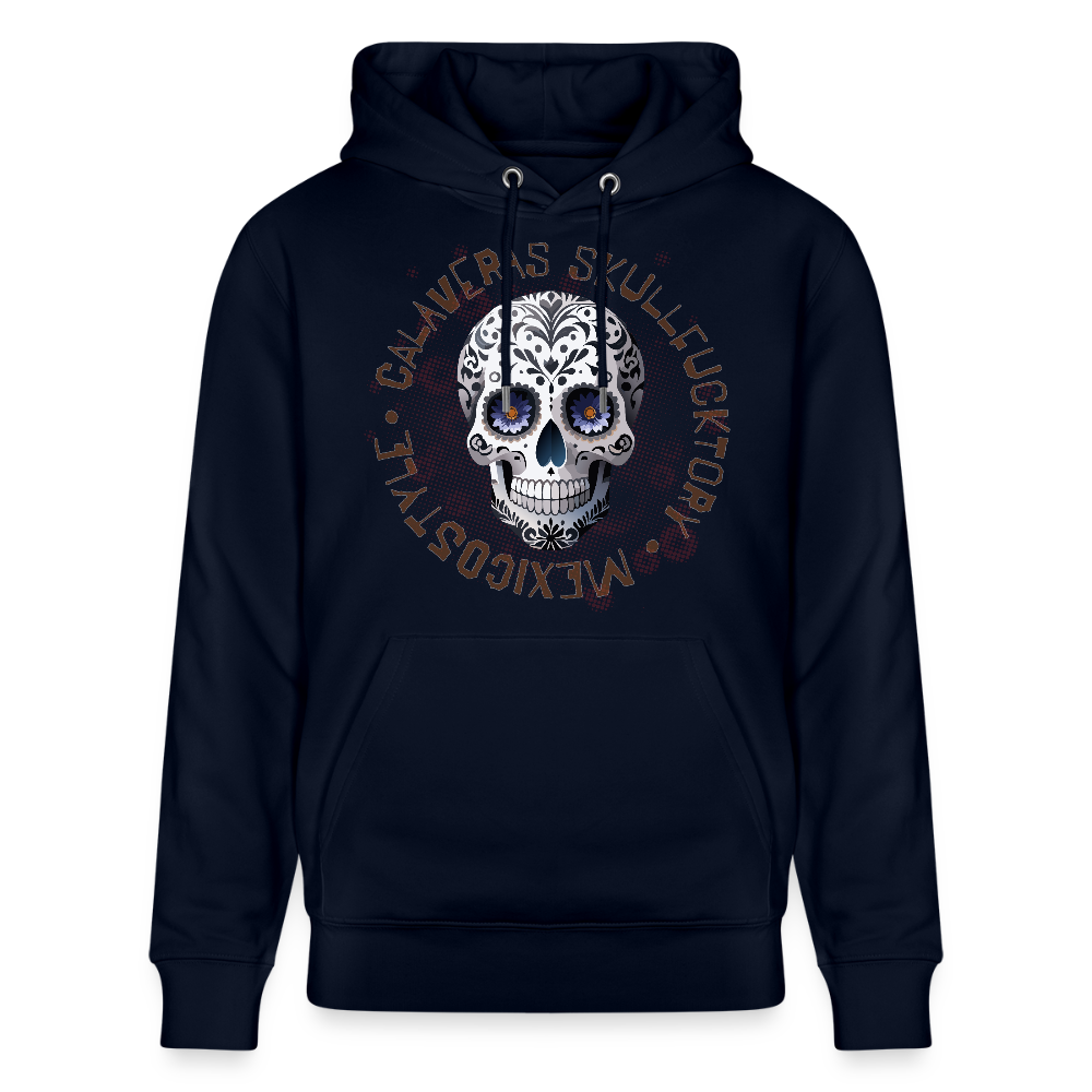 Unisex Hoodie mit CALAVERAS SKULL PRINT Vorderseite - Navy