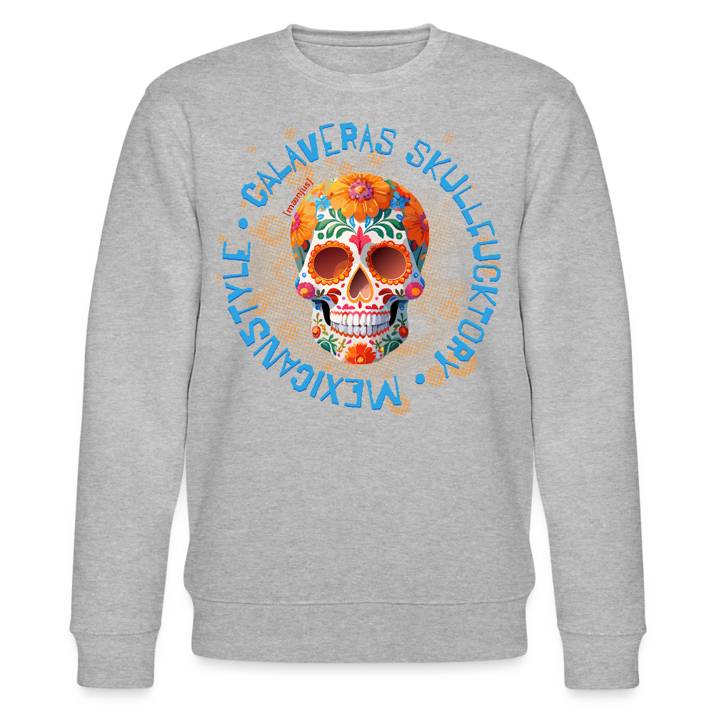 Unisex Bio-Sweatshirt mit CALAVERAS SKULL PRINT - Grau meliert