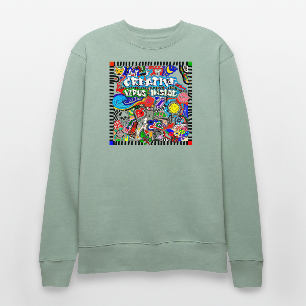 Unisex Bio-Sweatshirt mit CREATIVE VIRUS INSIDE PRINT - Helles Graugrün