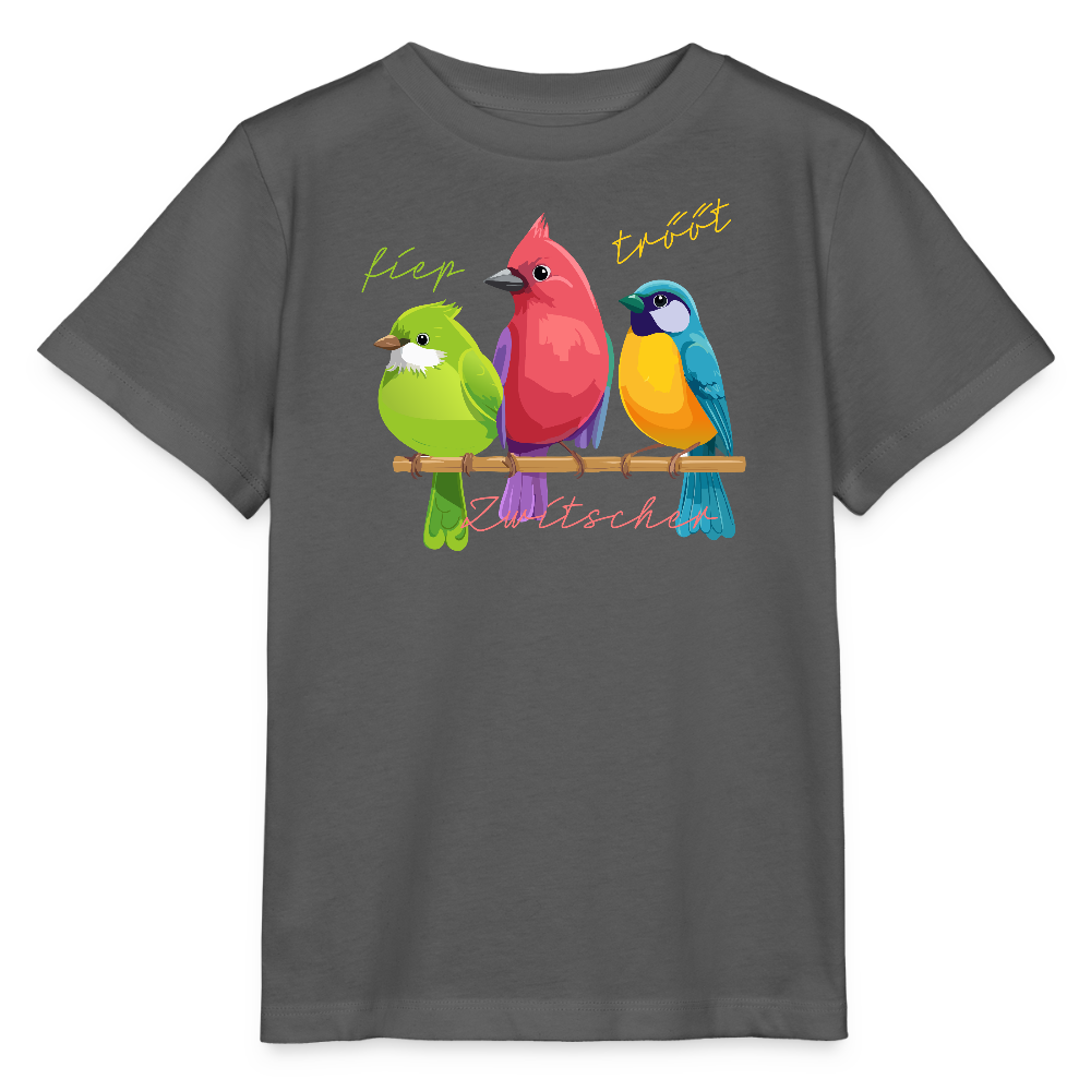 Kinder T-Shirt MINI mit Zwitschergäng Print - Anthrazit