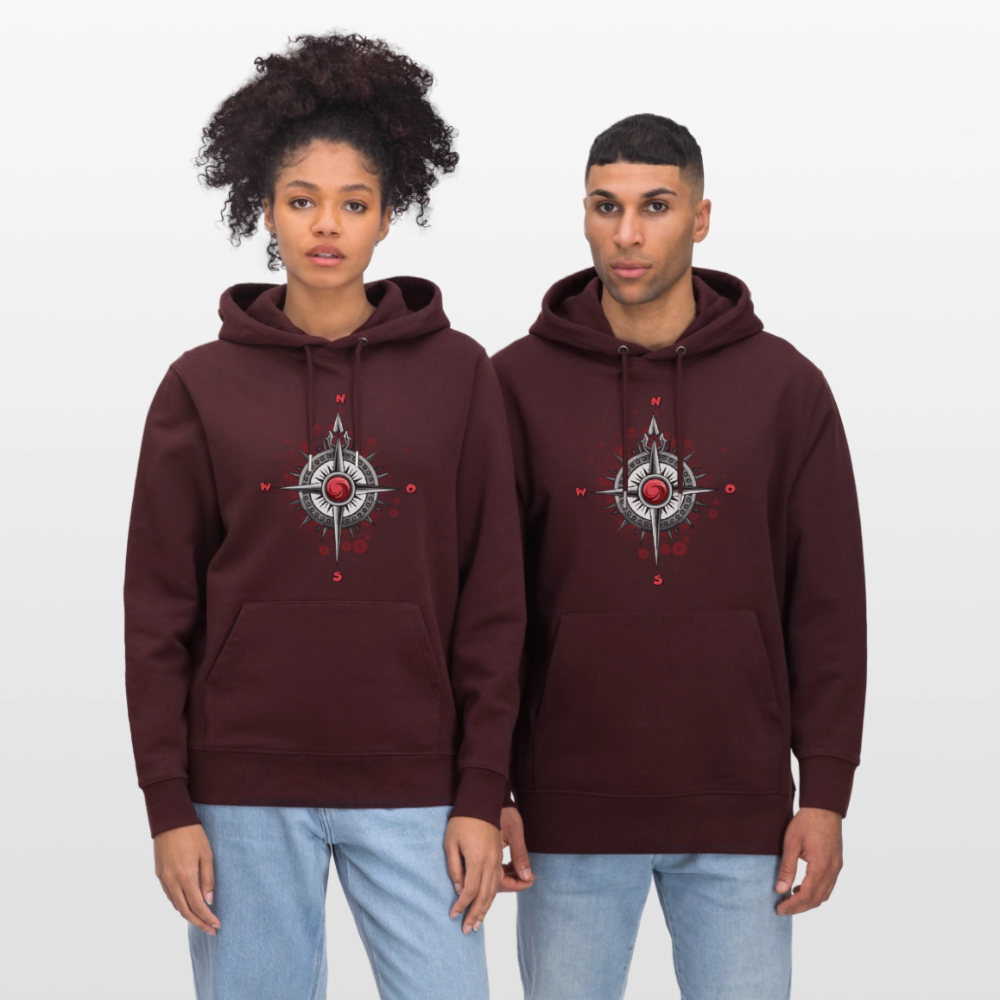 Unisex Hoodie mit WINDROSE PRINT - Maroon
