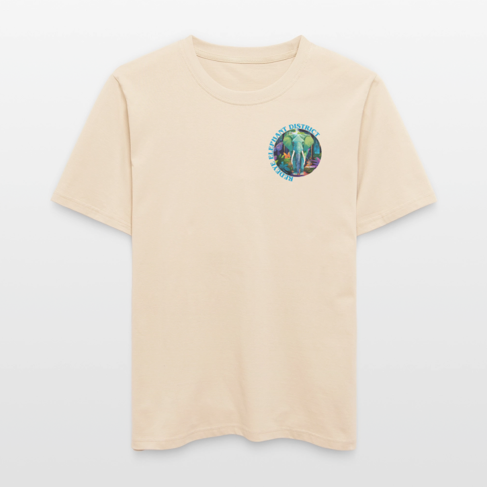 Relaxed Fit Unisex Bio-T-Shirt mit REDEYE ELEPHANT DISTRICT PRINT Vorder- und Rückseite - Weißgrau