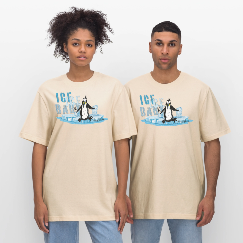 Unisex Bio-T-Shirt mit ICE ICE BABY PINGUIN PRINT - Weißgrau