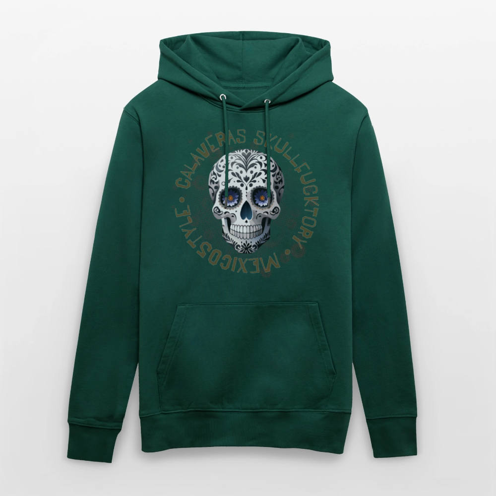 Unisex Hoodie mit CALAVERAS SKULL PRINT Vorderseite - Forest