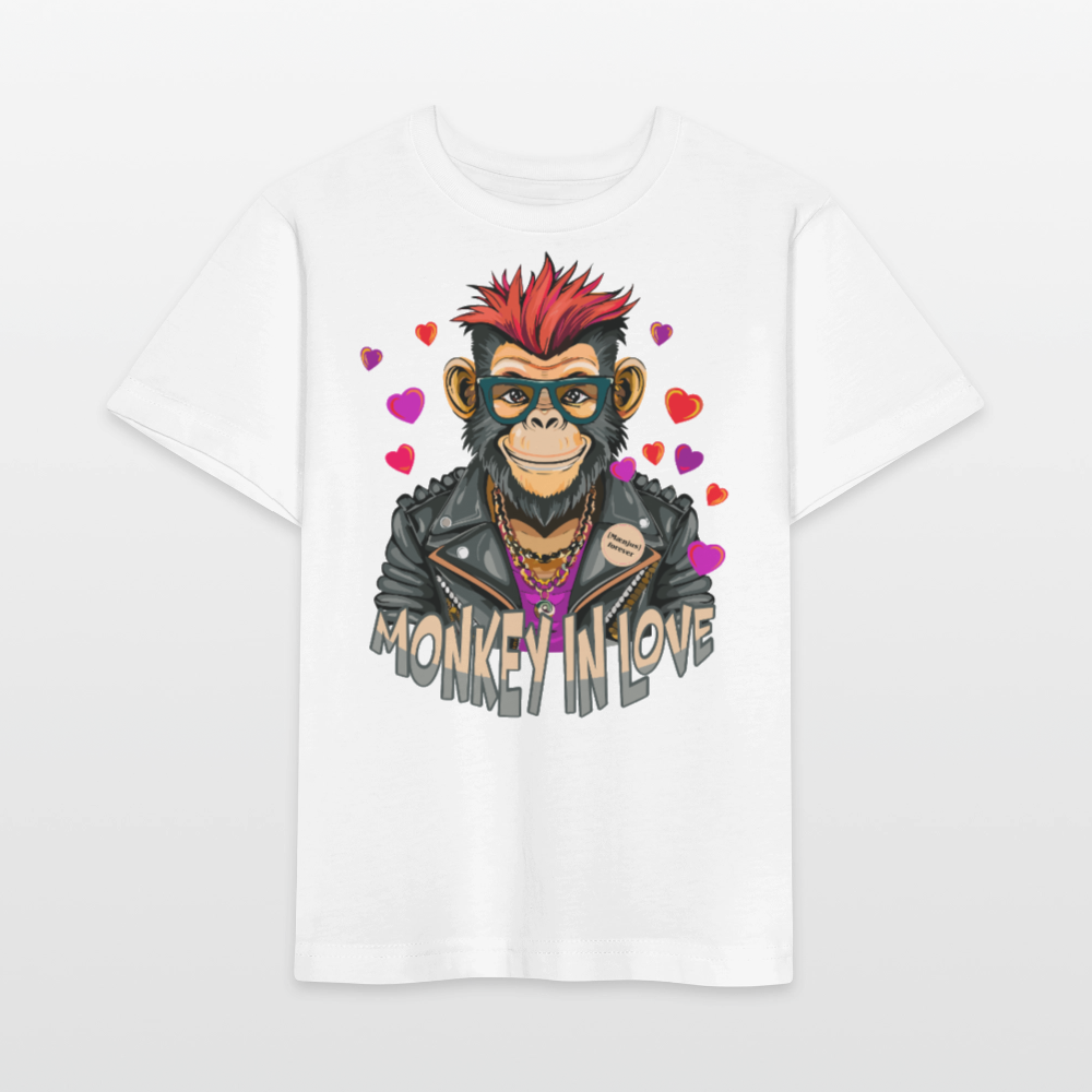 MNJS KIDS T-Shirt mit MONKEY IN LOVE PRINT - Weiß