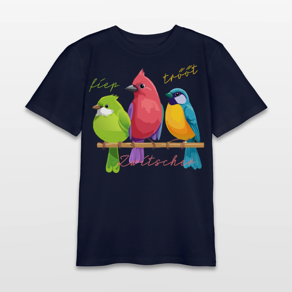 MNJS TEENS Bio T-Shirt mit ZWITSCHERGÄNG PRINT - Navy