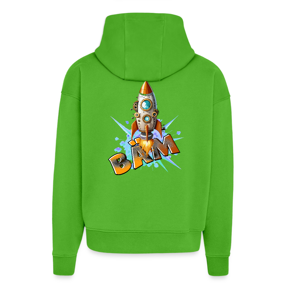Heavyweight Oversized Organic Hoodie mit RAKETE PRINT - Apple Neon