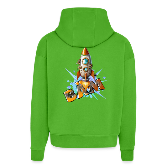 Heavyweight Oversized Organic Hoodie mit RAKETE PRINT - Apple Neon