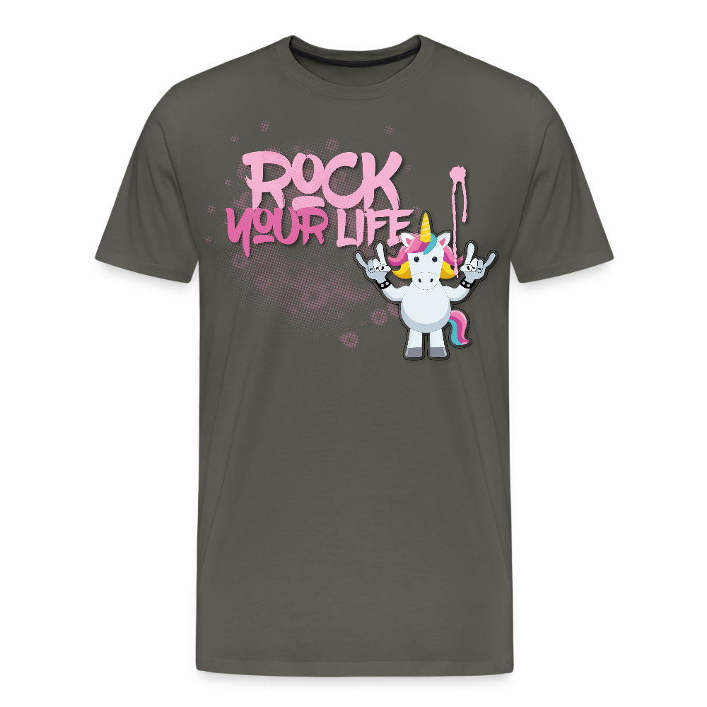Männer Premium T-Shirt mit ROCK YOUR LIFE PRINT - Asphalt