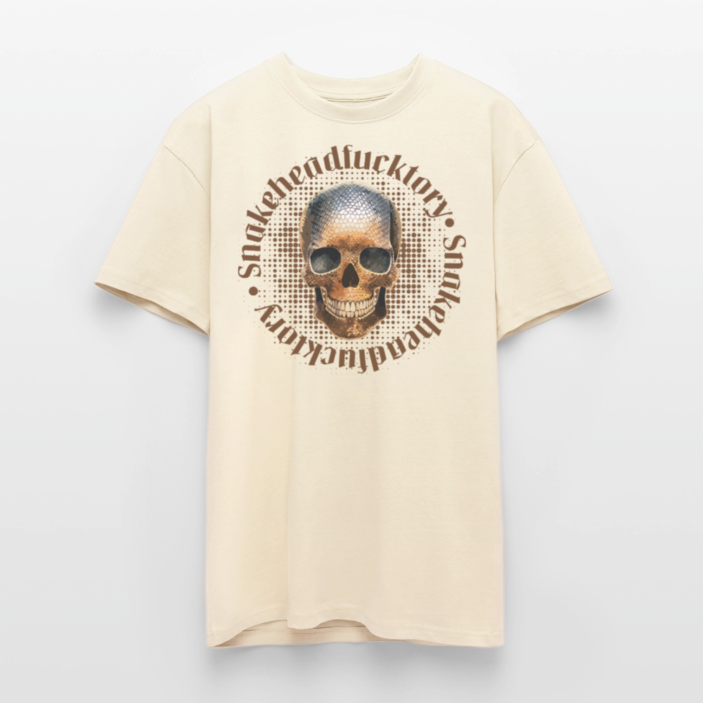 Heavy Oversize T-Shirt mit SNAKEHEAD SKULL PRINT - Creme