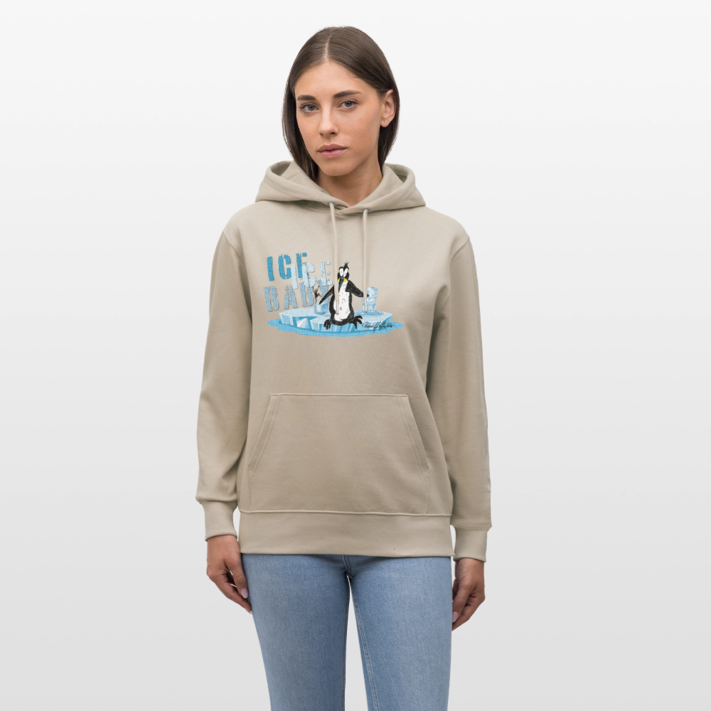 Unisex Bio-Hoodie mit ICE ICE BABY PINGUIN PRINT - Beige