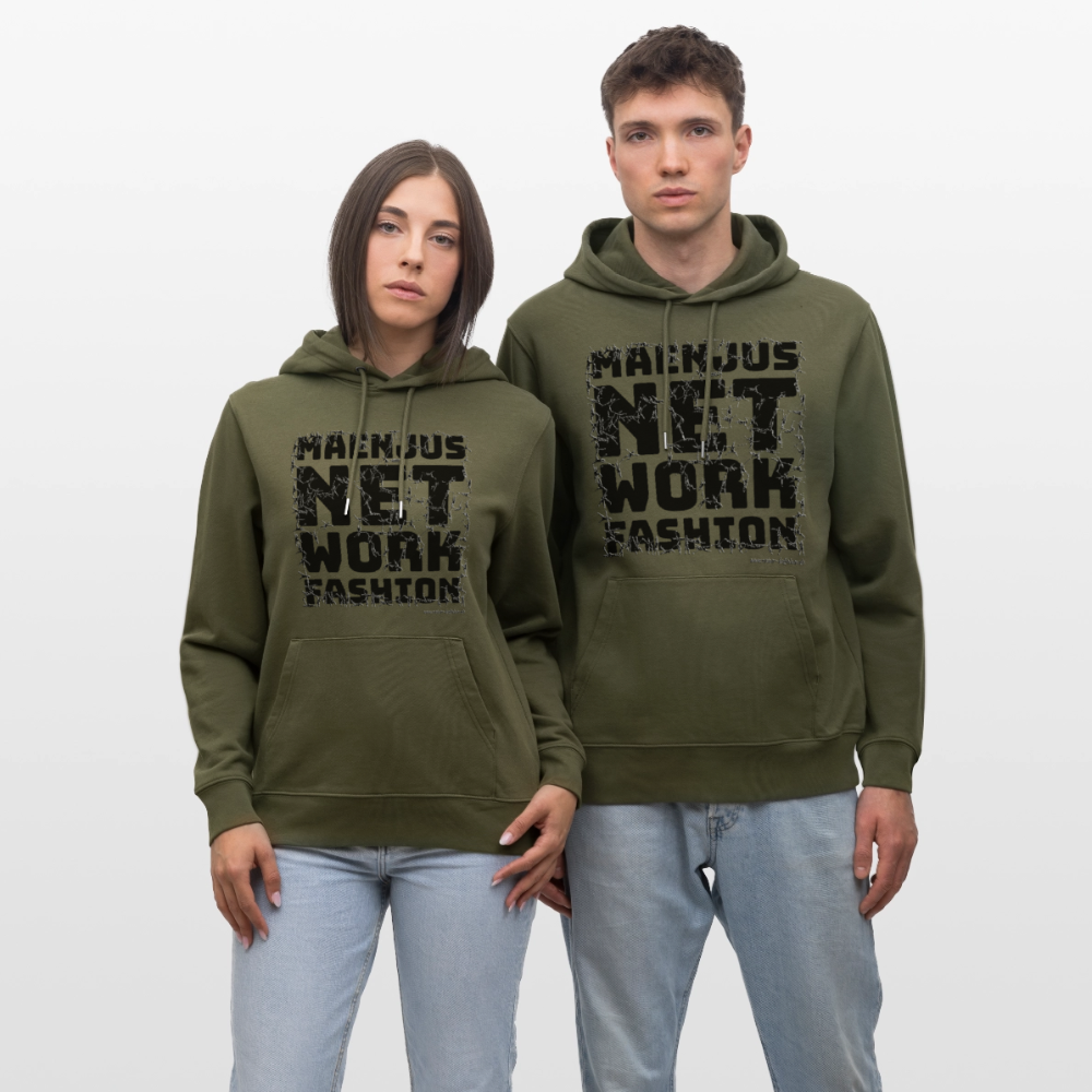 Unisex Bio-Hoodie mit MAENJUS NETWORK FASHION PRINT - Khaki Grün