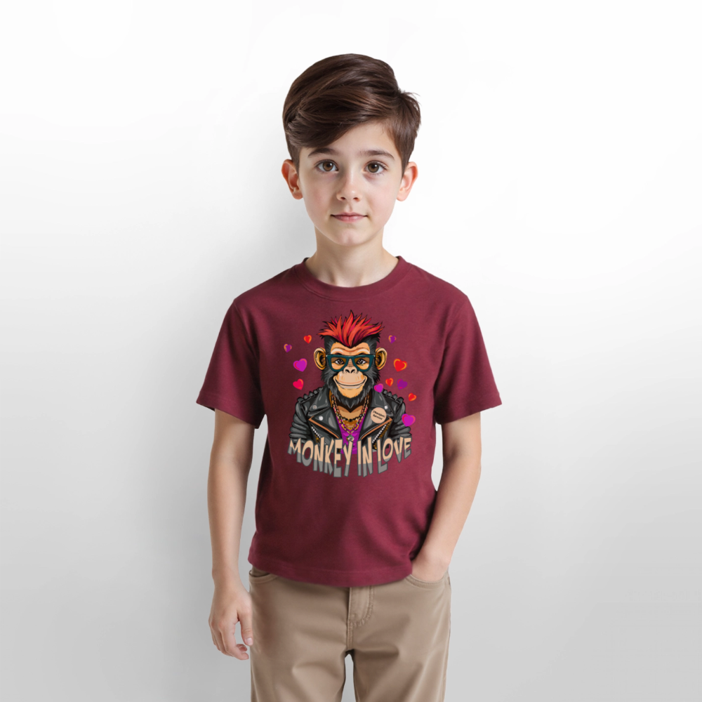 MNJS KIDS T-Shirt mit MONKEY IN LOVE PRINT - Burgunderrot