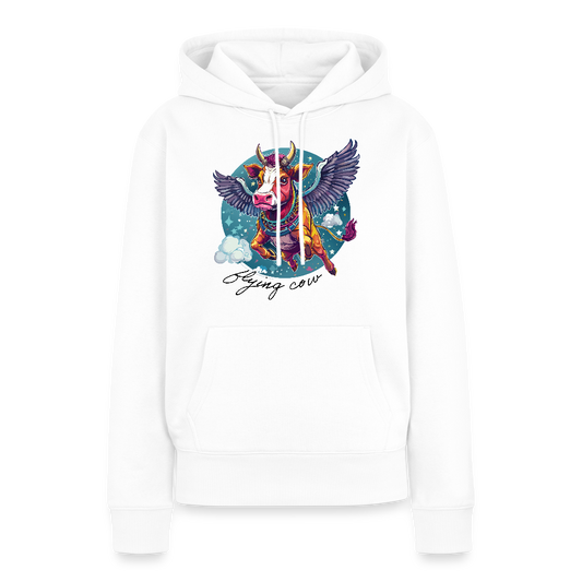 Frauen Premium Hoodie mit FLYING COW PRINT - Weiß