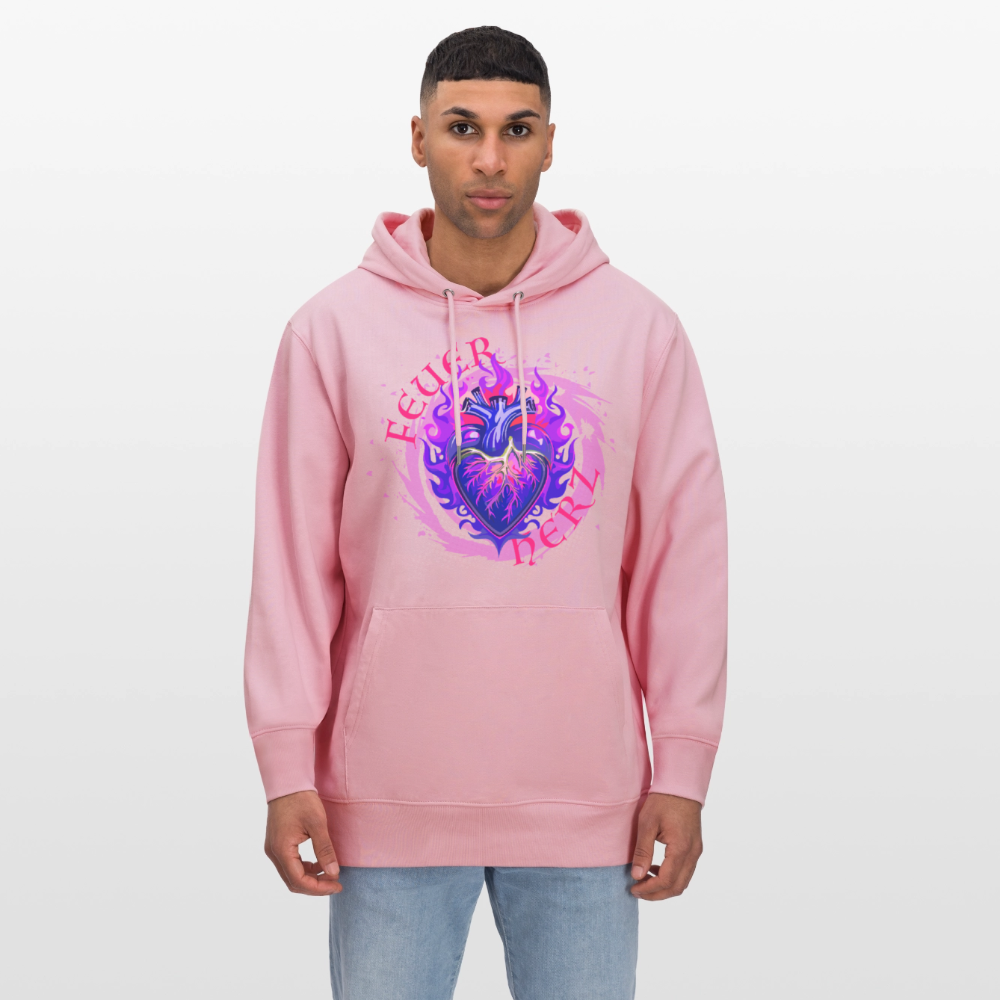 Unisex Bio-Hoodie mit FEUERHERZ LILA PRINT - Hellrosa