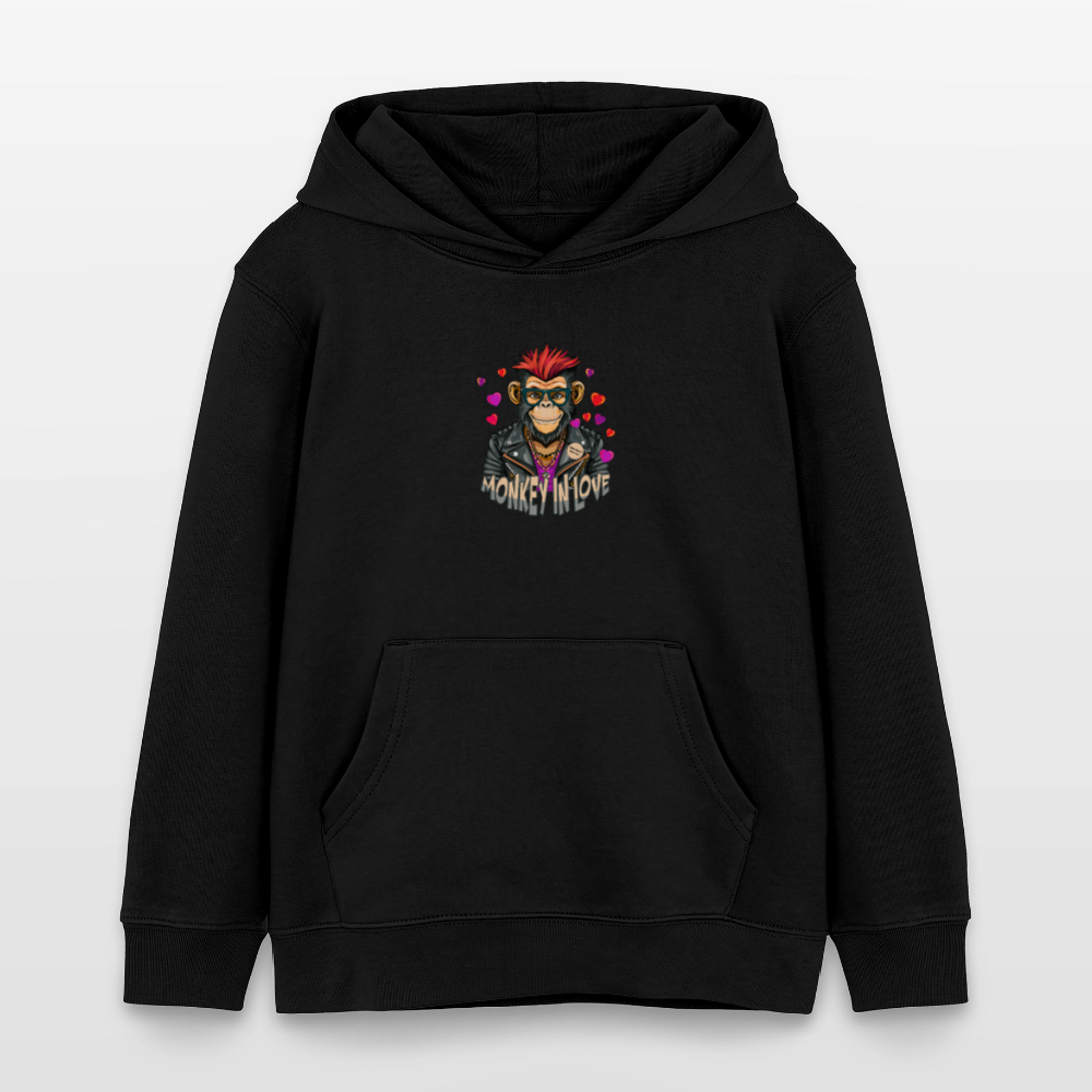 MNJS KIDS Bio-Hoodie mit MONKEY IN LOVE PRINT - Schwarz