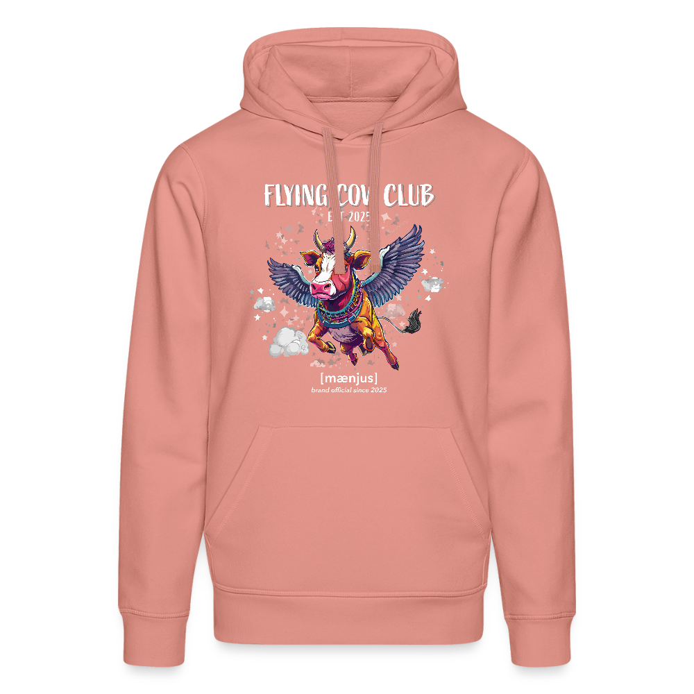 Unisex Bio-Hoodie mit FLYING COW CLUB PRINT Vorderseite - Altrosa