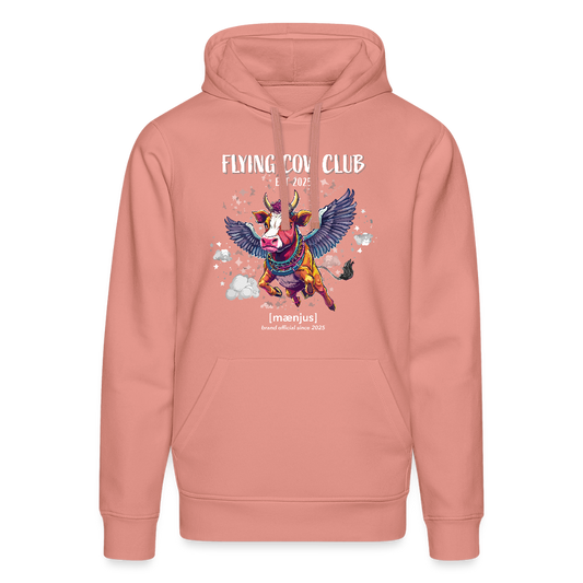 Unisex Bio-Hoodie mit FLYING COW CLUB PRINT Vorderseite - Altrosa