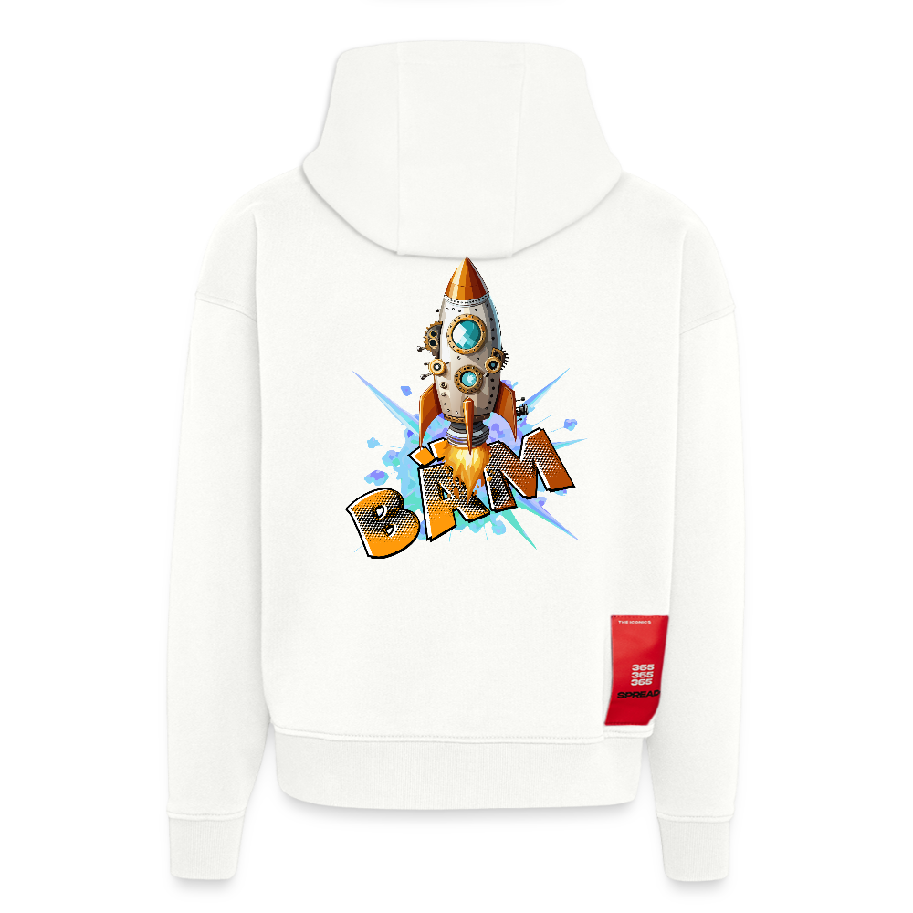 Heavyweight Oversized Organic Hoodie mit RAKETE PRINT - OFF WHITE