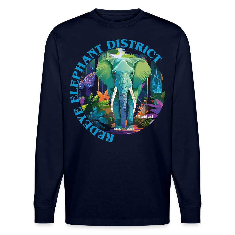 Unisex Bio-Langarmshirt mit REDEYE ELEPHANT DISTRICT PRINT - Navy