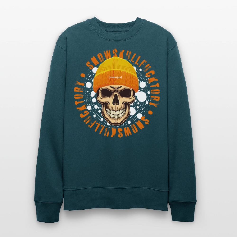 Unisex Bio-Sweatshirt mit SNOWSKULL FUCKTORY PRINT - Dunkles Petrol