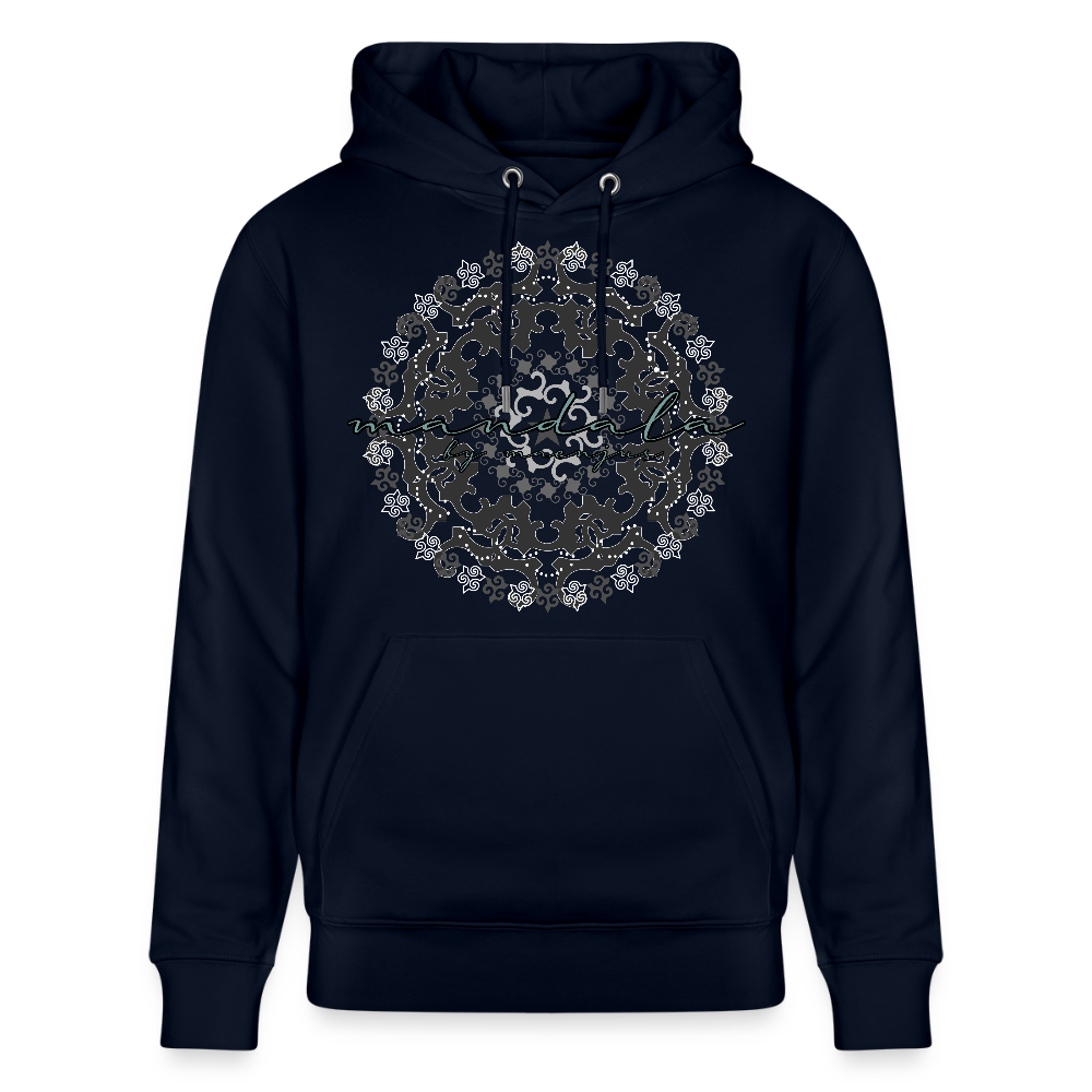 Unisex Bio-Hoodie mit BLACK MANDALA PRINT - Navy