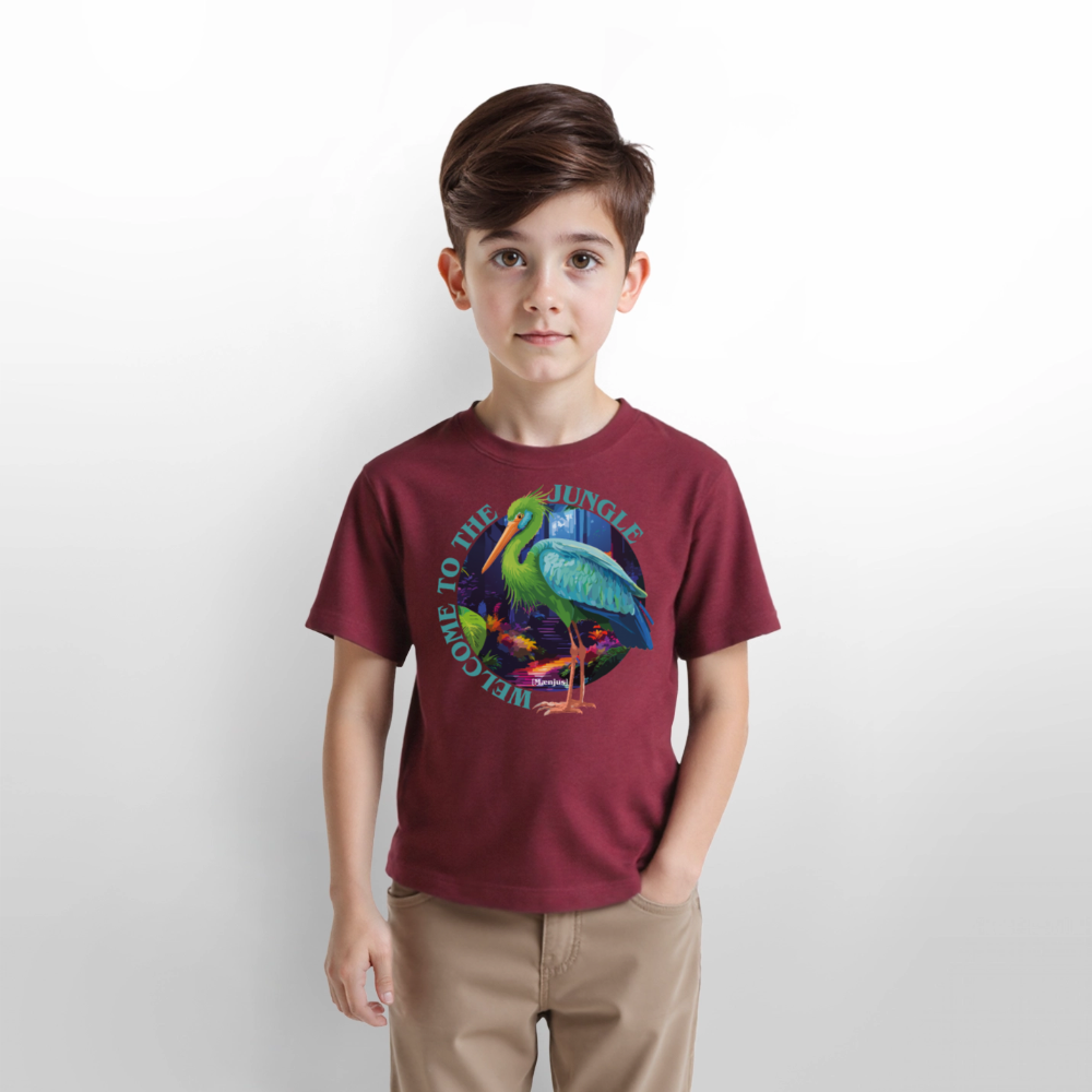 MNJS KIDS T-Shirt mit WELCOME TO THE JUNGLE PRINT - Burgunderrot