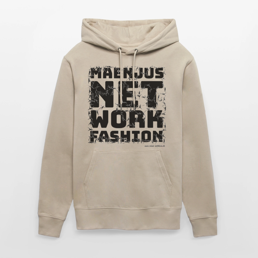 Unisex Bio-Hoodie mit MAENJUS NETWORK FASHION PRINT - Beige