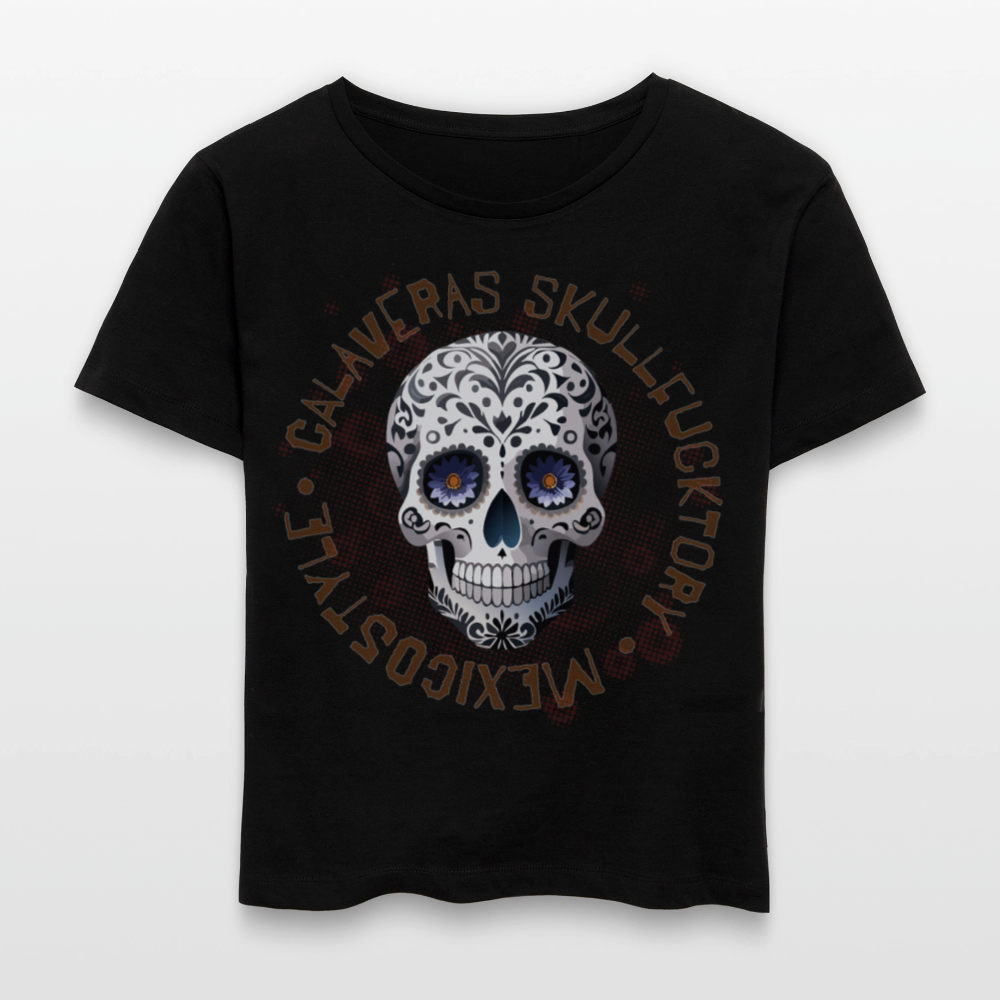 Frauen T-Shirt mit CALAVERAS SKULL PRINT - Schwarz