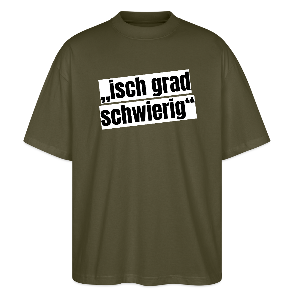 Oversized Unisex T-Shirt mit ISCH GRAD SCHWIERIG PRINT - Khaki