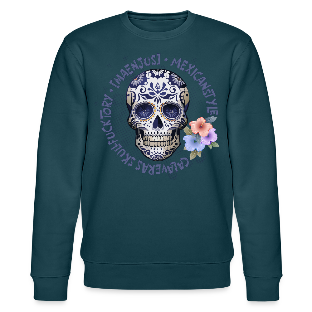 Unisex Bio-Sweatshirt mit MAENJUS MEXICANSTYLE PRINT - Dunkles Petrol